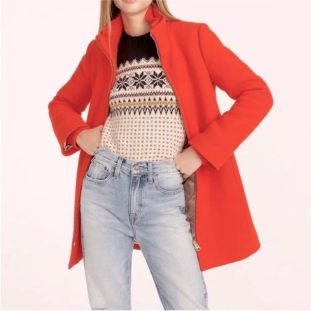 JCrew Lodge Coat Jacket Orange Stadium Wool 2